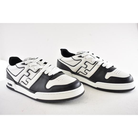 Fendi Match Sneakers Black White Leather FF Logo Monogram Low Top UK 11 US 12 - Picture 4 of 15